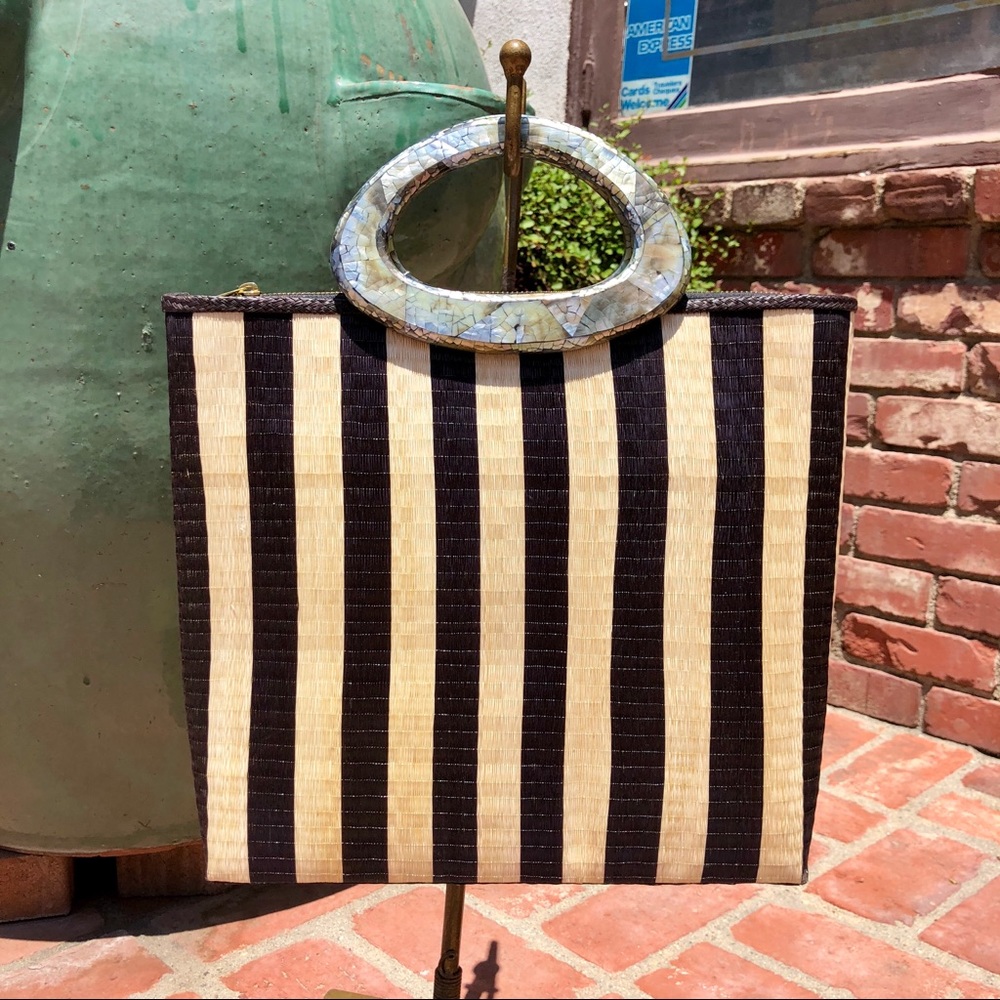 Kate Chan Mother of Pearl Striped Handle Bag
